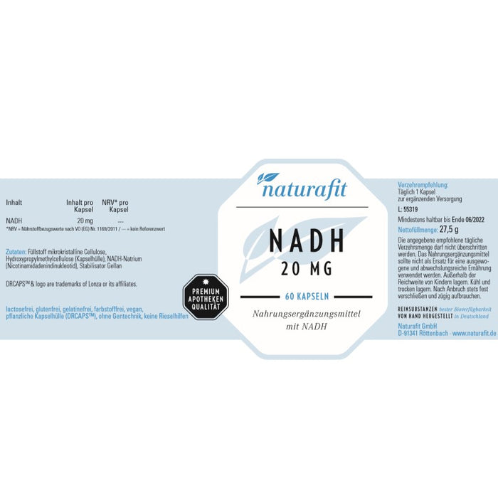 naturafit NADH 20 mg Kapseln, 60 St. Kapseln
