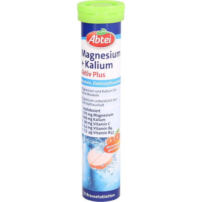 Abtei Magnesium + Kalium Aktiv Plus Brausetabletten, 15 pcs. Tablets