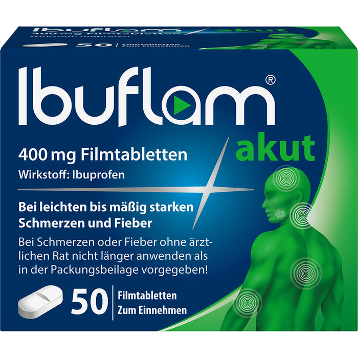 Ibuflam akut 400 mg Filmtabletten bei Schmerzen und Fieber, 50 St. Tabletten