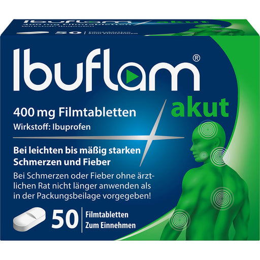 Ibuflam akut 400 mg Filmtabletten bei Schmerzen und Fieber, 50 St. Tabletten
