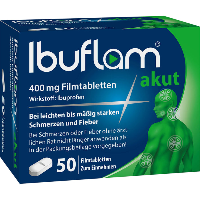 Ibuflam akut 400 mg Filmtabletten bei Schmerzen und Fieber, 50 St. Tabletten