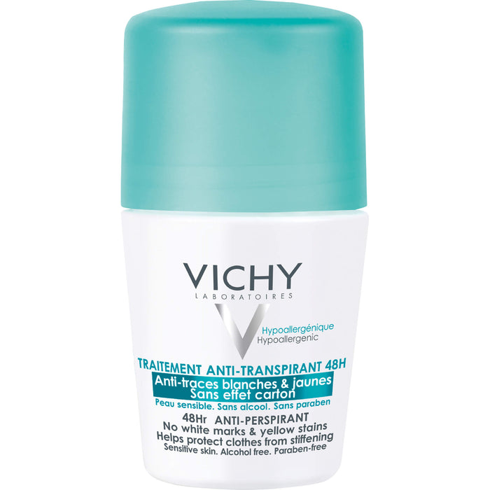 VICHY Deodorant Anti-Transpirant 48 h Roll-On Anti weiße und gelbliche Flecken, 50 ml Lösung