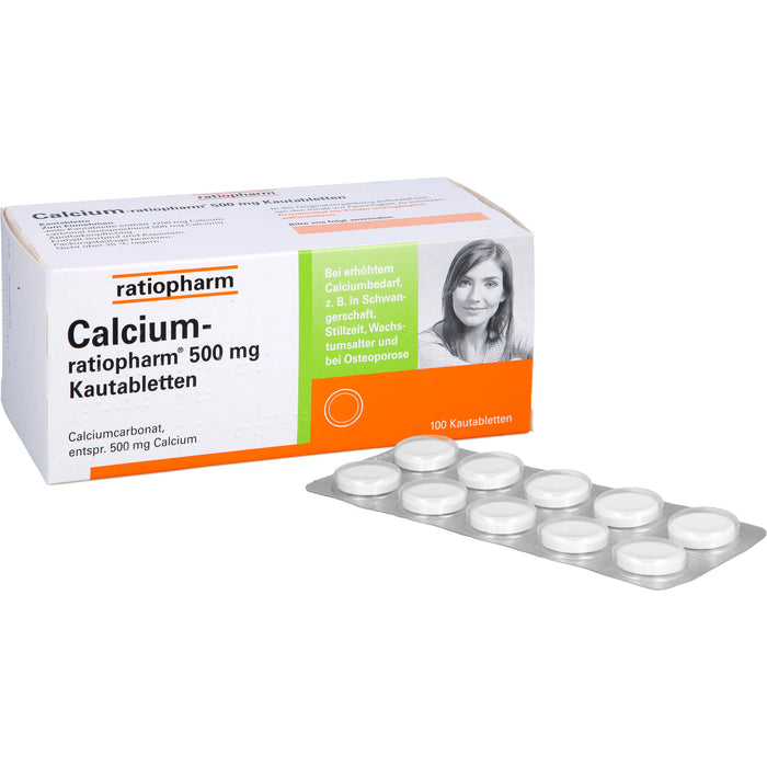 Calcium-ratiopharm 500 mg Kautabletten, 100 pcs. Tablets