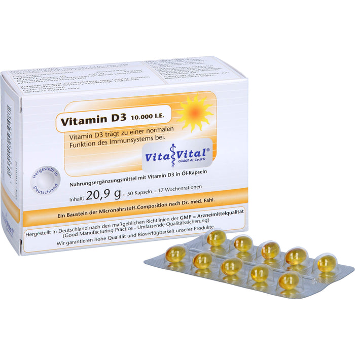 Vita Vital Vitamin D3 10,000 i.E. Kapseln, 50 St. Kapseln