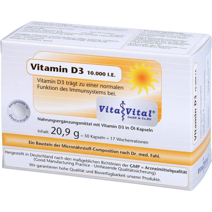 Vita Vital Vitamin D3 10,000 i.E. Kapseln, 50 St. Kapseln