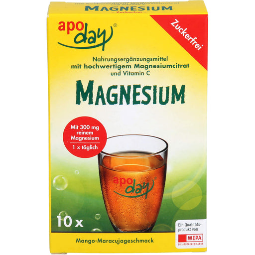 Apoday Magnesium Pulver mit Mango-Maracujageschmack zuckerfrei, 4.5 g Pulver