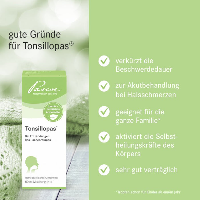 Tonsillopas Mischung bei Entzündungen des Rachenraums, 50 ml Lösung