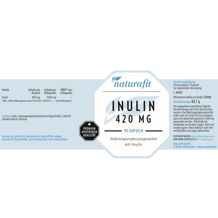 naturafit Inulin 420 mg Kapseln, 90 St. Kapseln