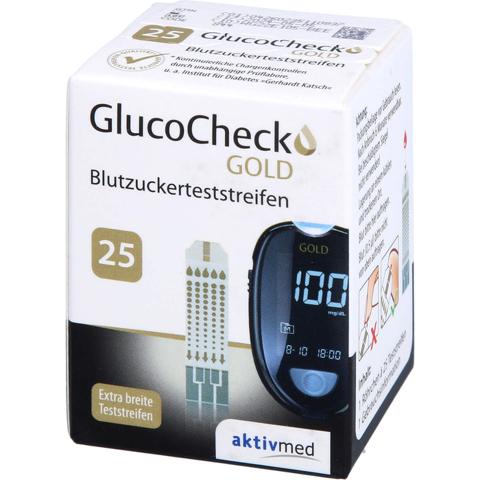 GlucoCheck GOLD Blutzuckerteststreifen, 25 St. Teststreifen