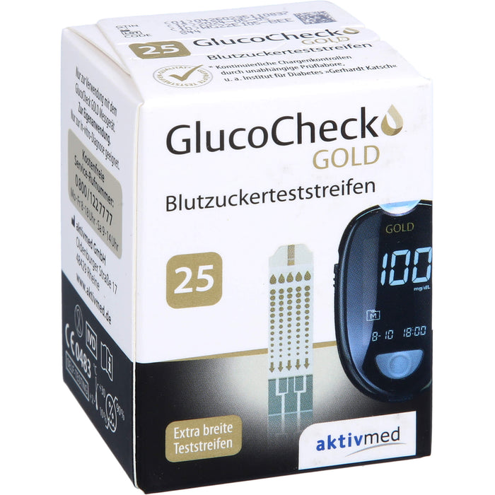 GlucoCheck GOLD Blutzuckerteststreifen, 25 St. Teststreifen