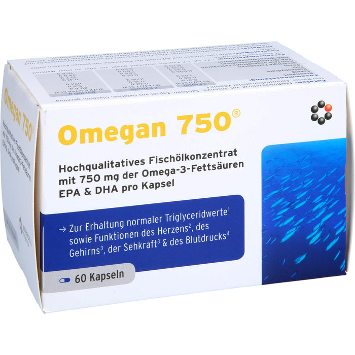 Omegan 750 hochqualitatives Fischölkonzentrat Kapseln, 60 St. Kapseln
