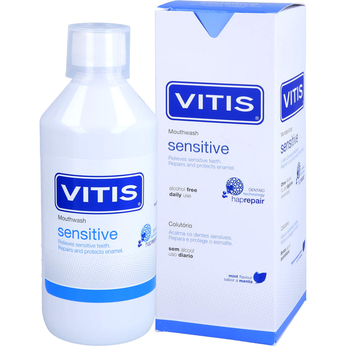 VITIS Sensitive Mundspülung lindert Zahnempfindlichkeit, repariert und schützt den Zahnschmelz, 500 ml Lösung