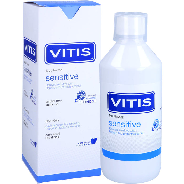VITIS Sensitive Mundspülung lindert Zahnempfindlichkeit, repariert und schützt den Zahnschmelz, 500 ml Lösung