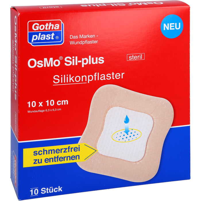 OsMo Sil-plus Silikonpflaster 10X10cm steril, 10 St PFL