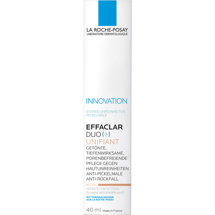 La Roche-Posay Effaclar Duo+M Unifiant getönte, dreifach tiefenwirksame Pflege gegen Unreinheiten Mittel, 40 ml Creme