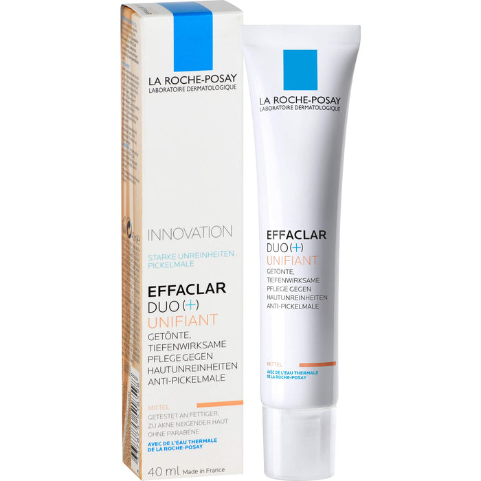 La Roche-Posay Effaclar Duo+M Unifiant getönte, dreifach tiefenwirksame Pflege gegen Unreinheiten Mittel, 40 ml Creme