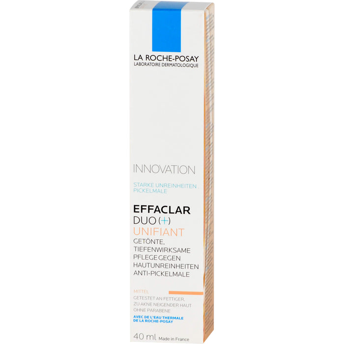 La Roche-Posay Effaclar Duo+M Unifiant getönte, dreifach tiefenwirksame Pflege gegen Unreinheiten Mittel, 40 ml Creme
