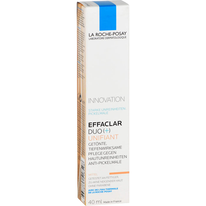 La Roche-Posay Effaclar Duo+M Unifiant getönte, dreifach tiefenwirksame Pflege gegen Unreinheiten Mittel, 40 ml Creme