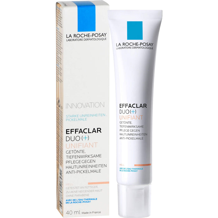 La Roche-Posay Effaclar Duo+M Unifiant getönte, dreifach tiefenwirksame Pflege gegen Unreinheiten Hell, 40 ml Creme