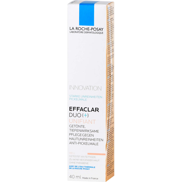 La Roche-Posay Effaclar Duo+M Unifiant getönte, dreifach tiefenwirksame Pflege gegen Unreinheiten Hell, 40 ml Creme