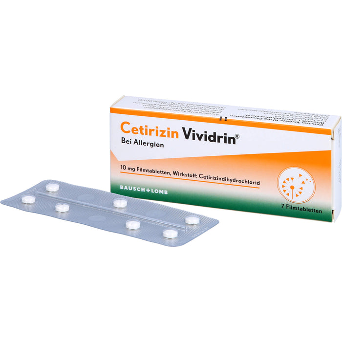 Vividrin Cetirizin 10 mg Filmtabletten bei Allergien, 7 St. Tabletten