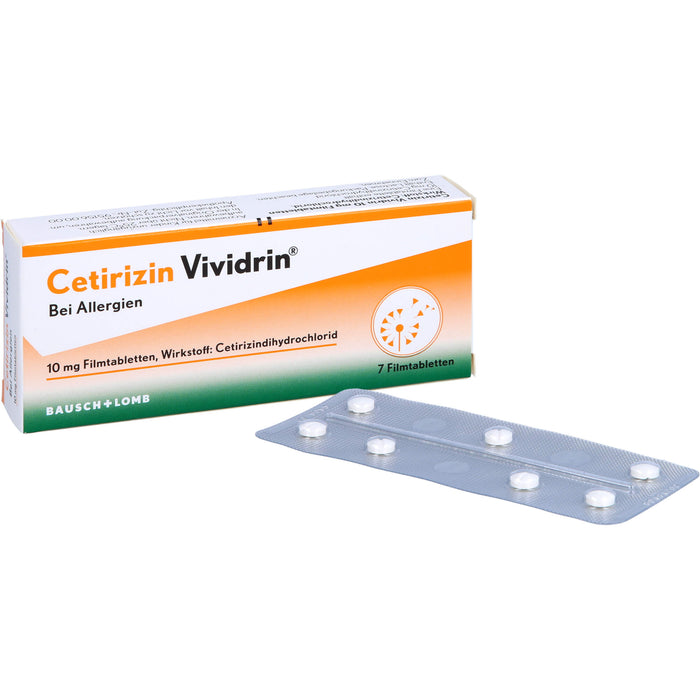 Vividrin Cetirizin 10 mg Filmtabletten bei Allergien, 7 St. Tabletten