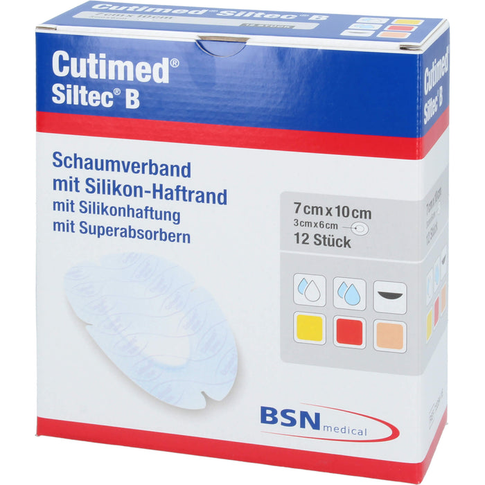 Cutimed Siltec B Schaumverband Oval 10 x 7 cm, 12 St KOM