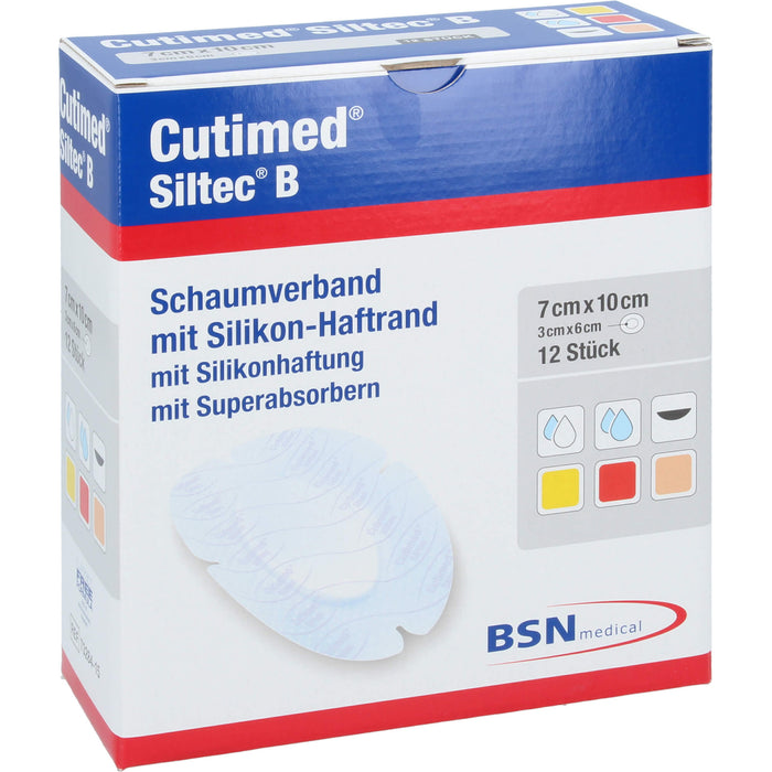 Cutimed Siltec B Schaumverband Oval 10 x 7 cm, 12 St KOM