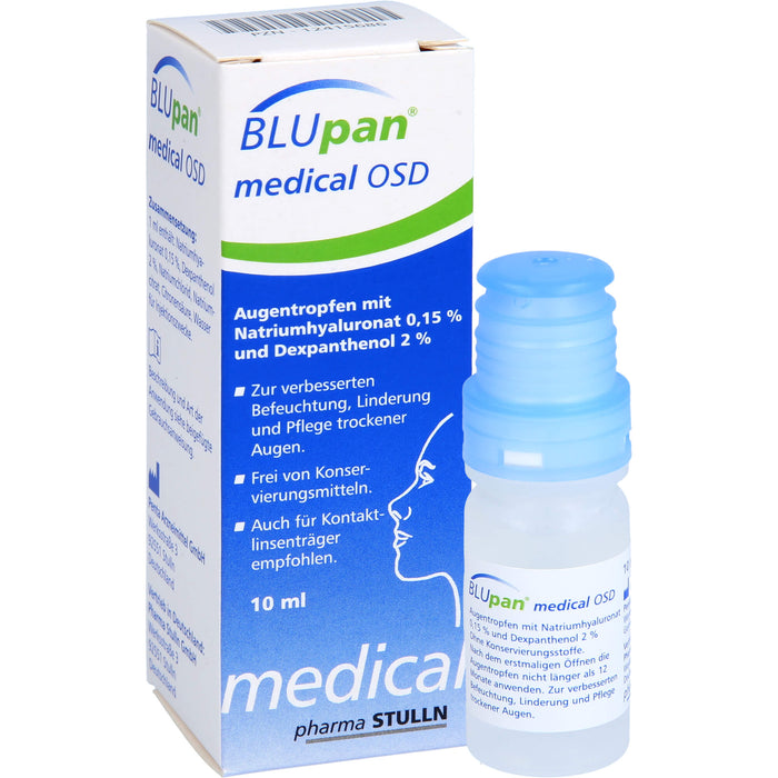 BLUpan medical OSD Augentropfen zur Befeuchtung, Linderung und Pflege trockener Augen, 10 ml Lösung