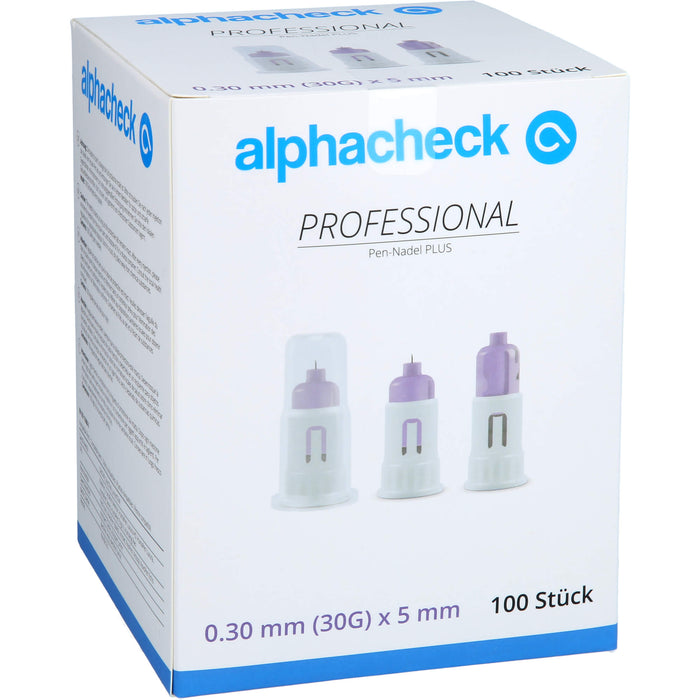 Alphacheck professional Pen-Nadel plus 5 mm x 0,3 mm, 100 St. Packung