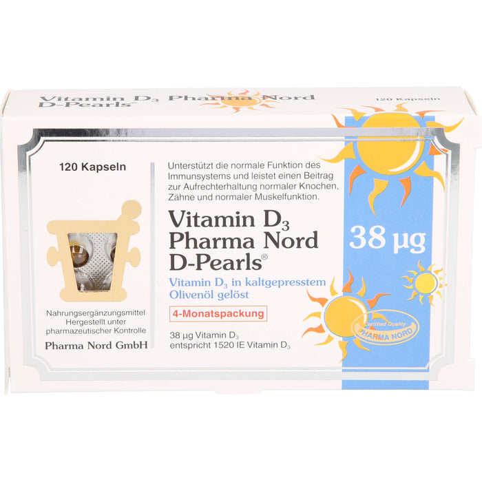 Vitamin D3 Pharma Nord D-Pearls 38 µg Kapseln, 120 St. Kapseln