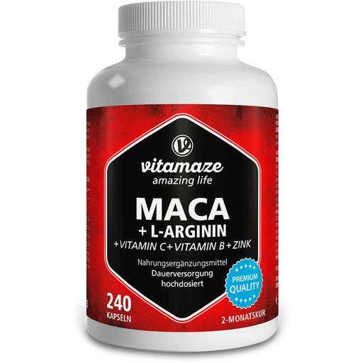 Vitamaze Maca 4:1 hochdosiert + L-Arginin Kapseln, 240 St. Kapseln