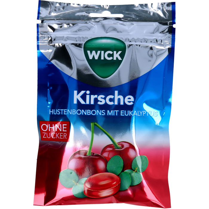 WICK Hustenbonbons Wildkirsche & Eukalyptus ohne Zucker Beutel, 72 g Bonbons