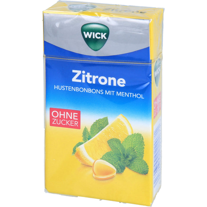 WICK Hustenbonbons Zitrone & natürliches Menthol ohne Zucker, 46 g Bonbons