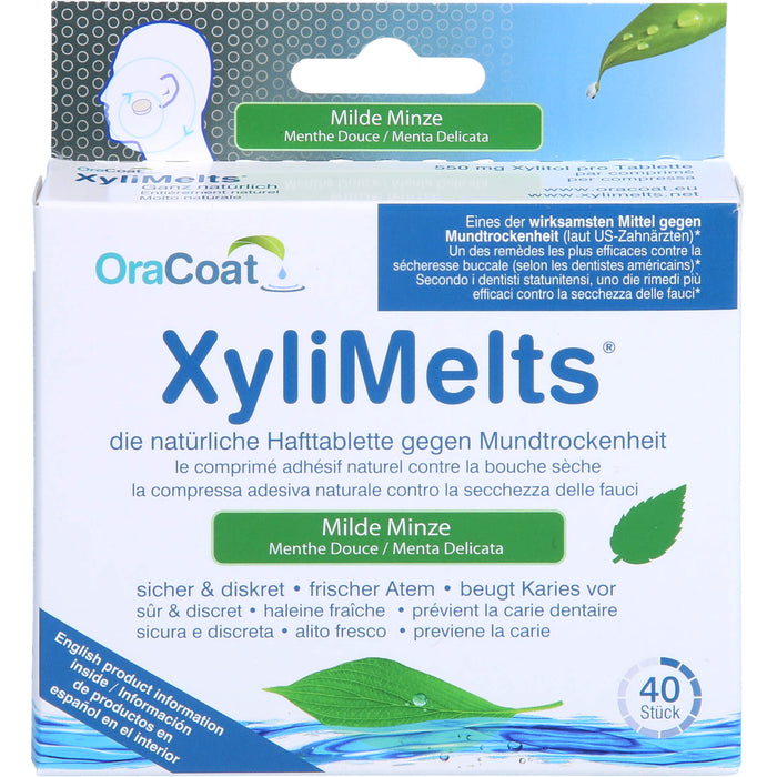 OraCoat XyliMelts Hafttabletten milde Minze gegen Mundtrockenheit, 40 St. Tabletten