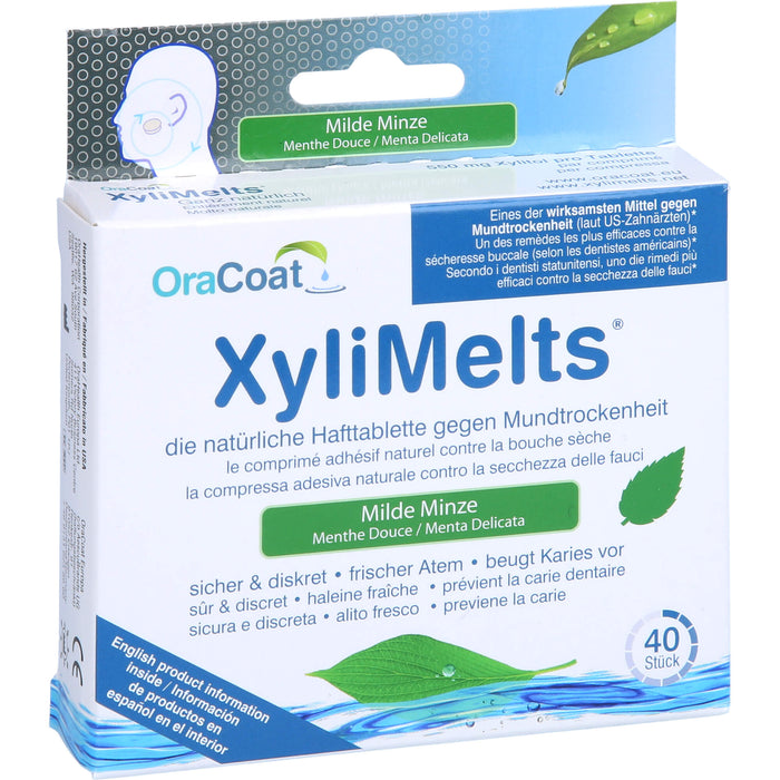 OraCoat XyliMelts Hafttabletten milde Minze gegen Mundtrockenheit, 40 St. Tabletten