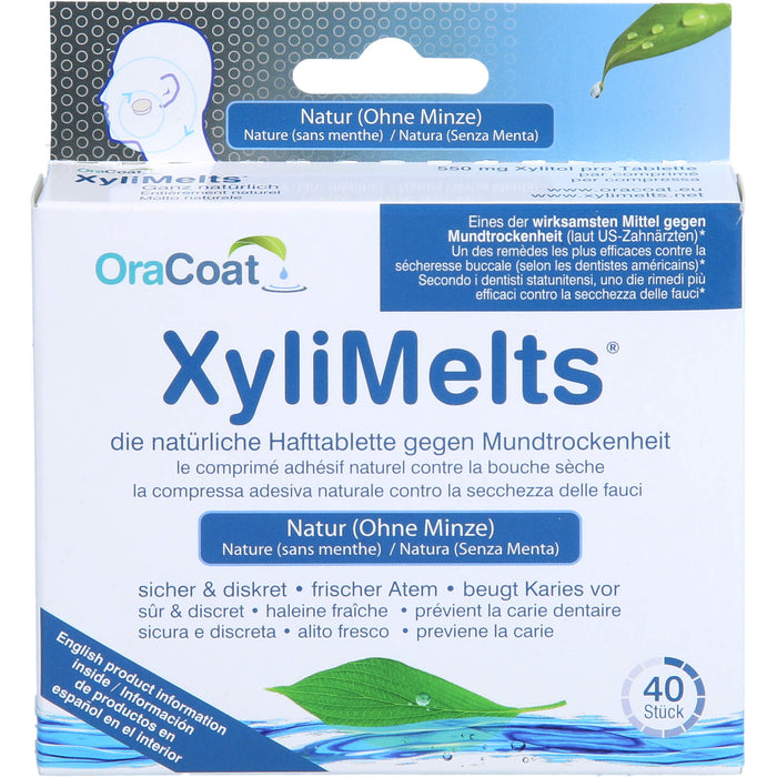 OraCoat XyliMelts Hafttabletten ohne Minze gegen Mundtrockenheit, 40 St. Tabletten