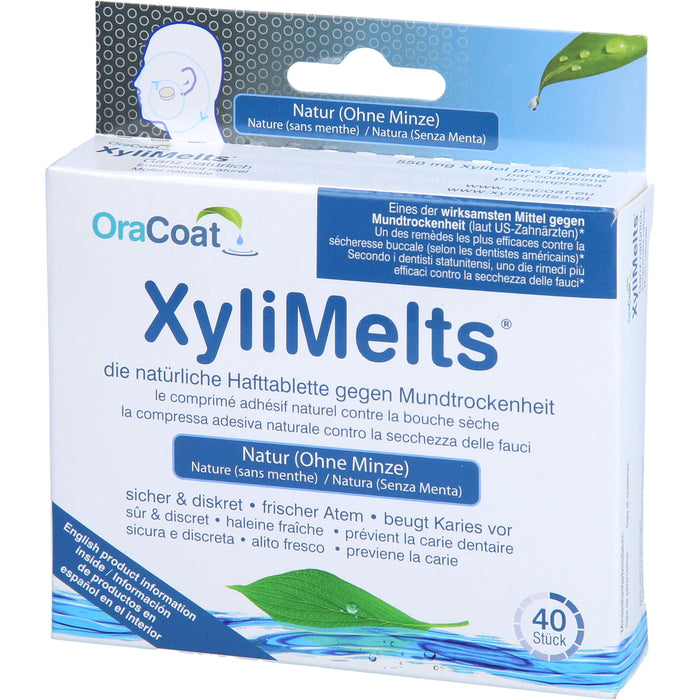 OraCoat XyliMelts Hafttabletten ohne Minze gegen Mundtrockenheit, 40 St. Tabletten