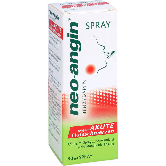 neo-angin  Benzydamin gegen akute Halsschmerzen, 1,5 mg/ml Spray zur Anwendung in der Mundhöhle, Lösung, 30 ml Lösung