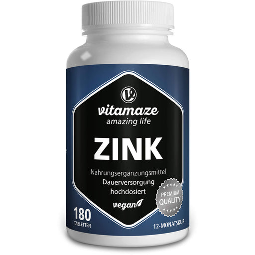 Vitamaze Zink 25 mg hochdosiert vegan Tabletten, 180 St. Tabletten