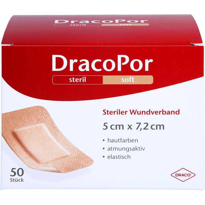 DRACOPOR Wundverband 5x7,2 cm steril hautfarben, 50 St PFL