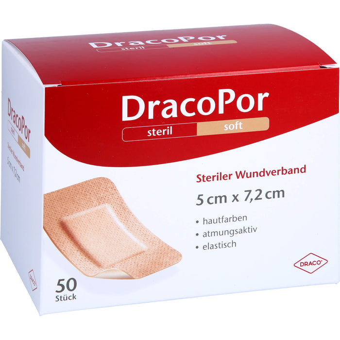 DRACOPOR Wundverband 5x7,2 cm steril hautfarben, 50 St PFL