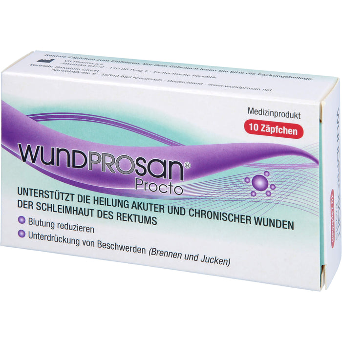 Wundprosan Procto Zäpfchen reduziert Blutungen und lindert Schmerzen bei Analfissuren, Analrhagaden und Hämorrohoiden, 10 St. Zäpfchen