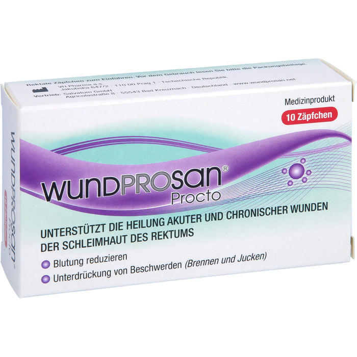 Wundprosan Procto Zäpfchen reduziert Blutungen und lindert Schmerzen bei Analfissuren, Analrhagaden und Hämorrohoiden, 10 St. Zäpfchen