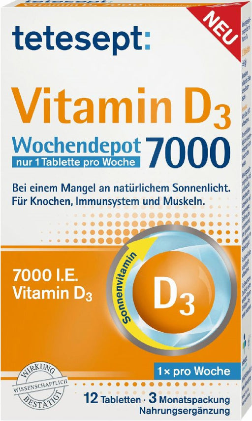 Tetesept Vitamin D3 7000 Wochendepot Tabletten, 12 St. Tabletten