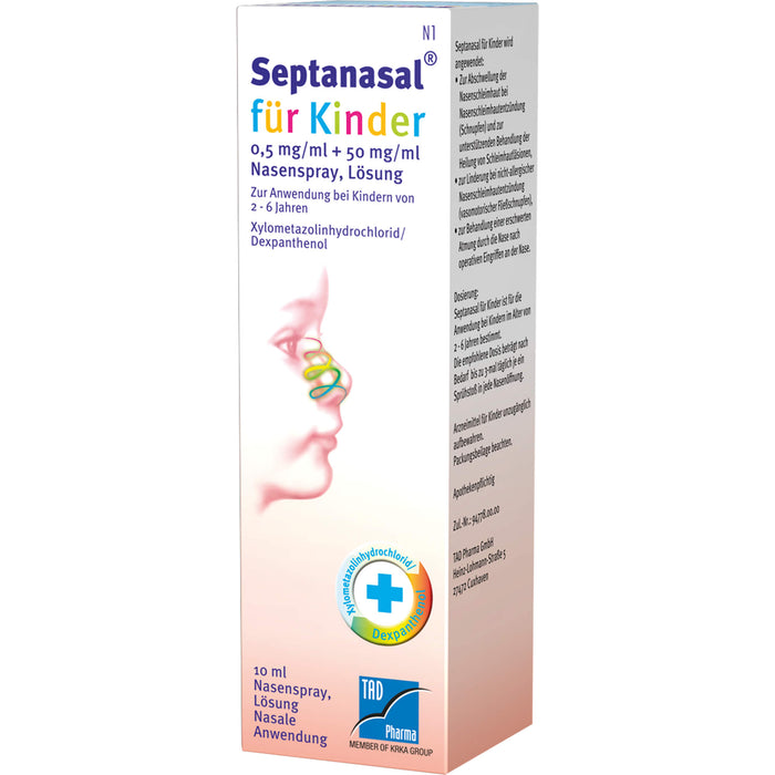 Septanasal  für Kinder 0,5 mg/ml + 50 mg/ml Nasenspray, Lösung, 10 ml Lösung