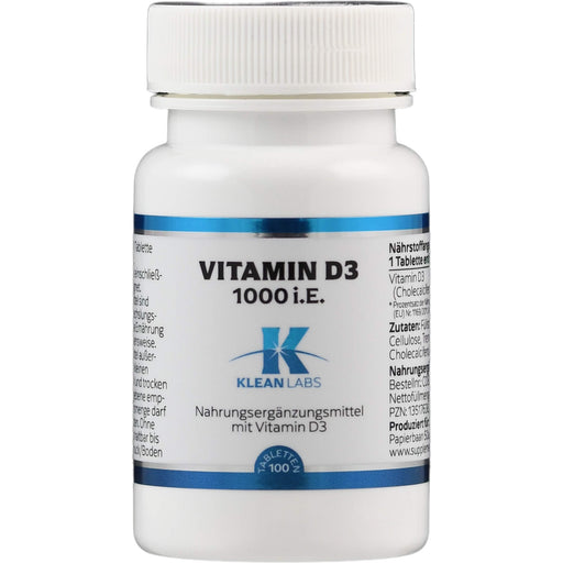 Vitamin D 1000 i.E. KLEAN LABS, 100 St. Tabletten