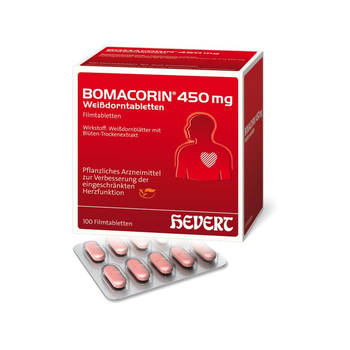 Bomacorin 450 mg Weißdorntabletten bei leichter Herzschwäche und zur Unterstützung der Herzfunktion, 100 St. Tabletten