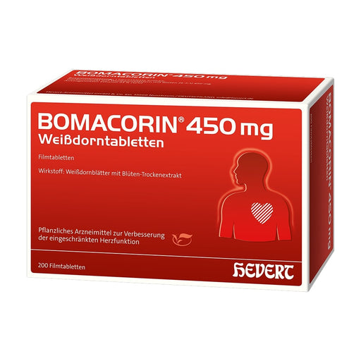 Bomacorin 450 mg Weißdorntabletten bei leichter Herzschwäche und zur Unterstützung der Herzfunktion, 200 St. Tabletten