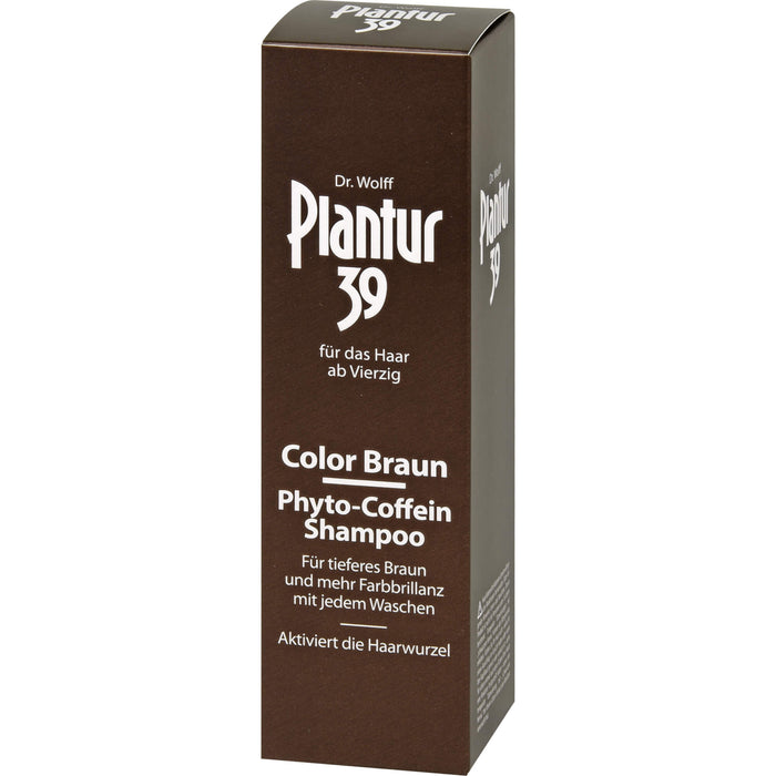 Plantur 39 Color Braun Phyto-Coffein-Shampoo für tieferes Braun und mehr Farbbrillanz mit jedem Waschen, 250 ml Shampoo